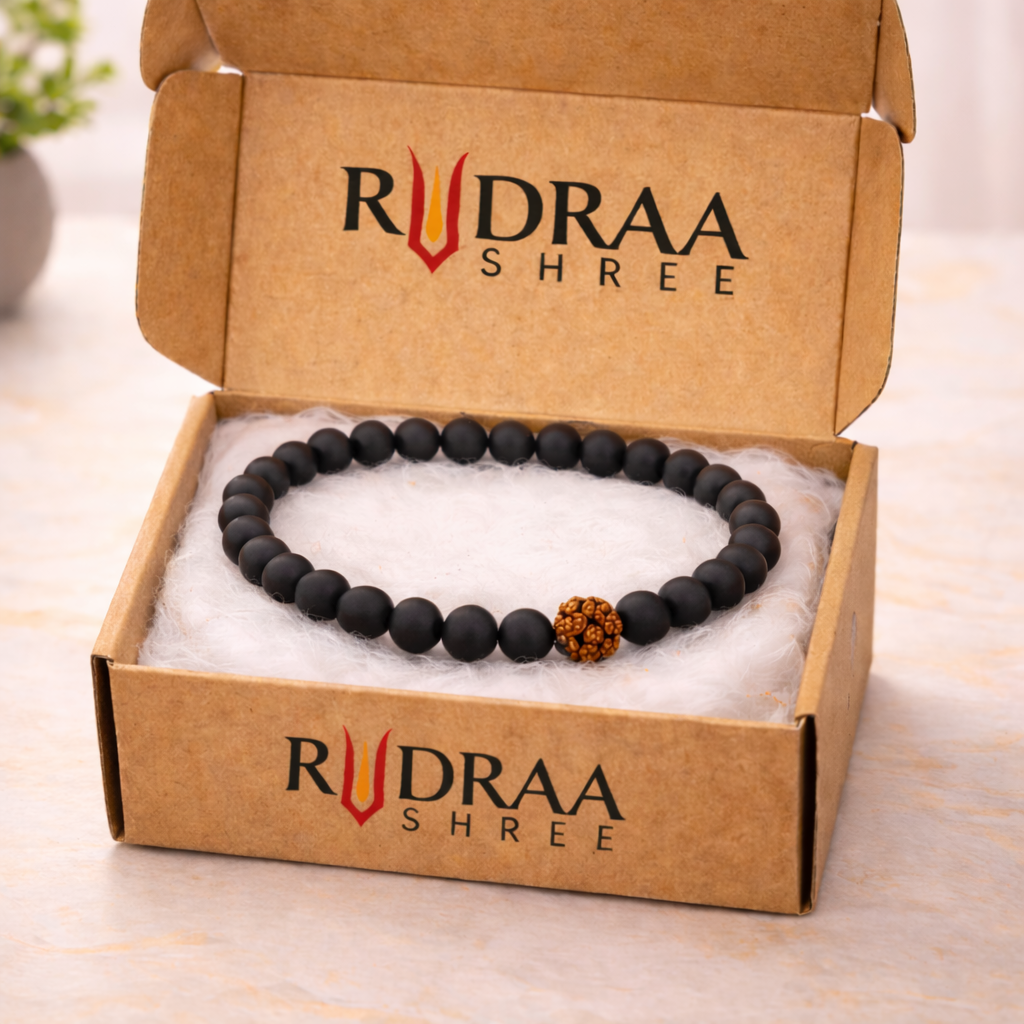 Ebony bracelet with one rudraksh