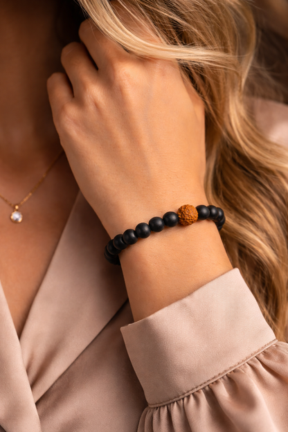 Ebony bracelet with one rudraksh