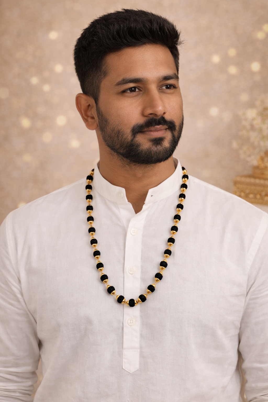 5 Mukhi rudraksha - Gold Cotted Mala