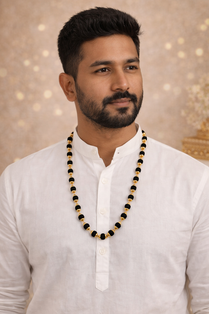 5 Mukhi rudraksha - Gold Cotted Mala
