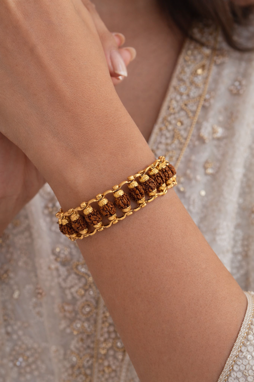 Rudraksha Bracelet Gold Cotted