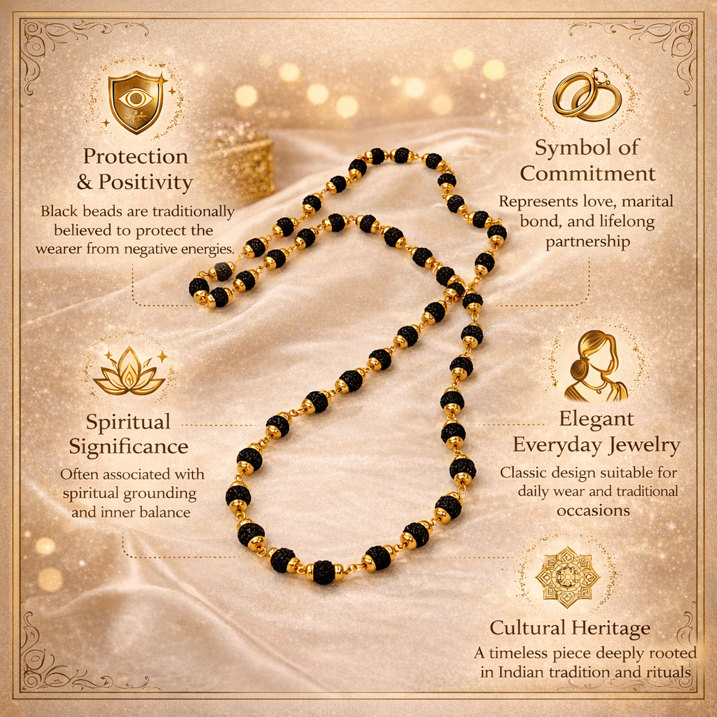 5 Mukhi rudraksha - Gold Cotted Mala
