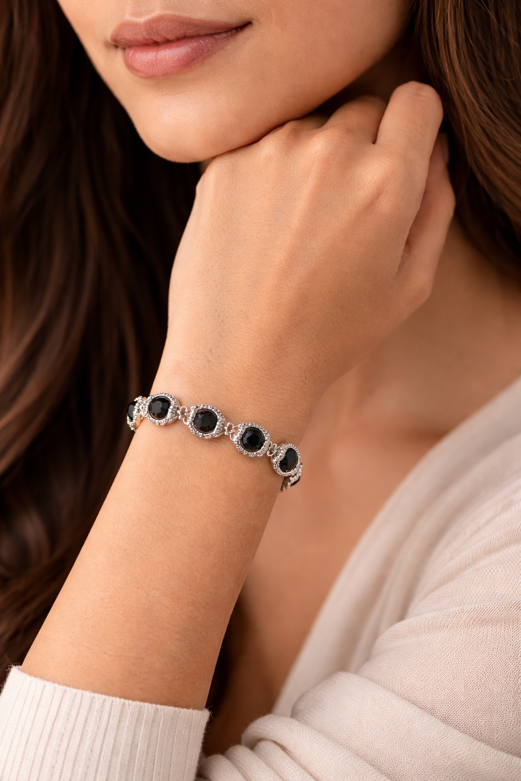 Ebony Bracelet-- Silver Cotted