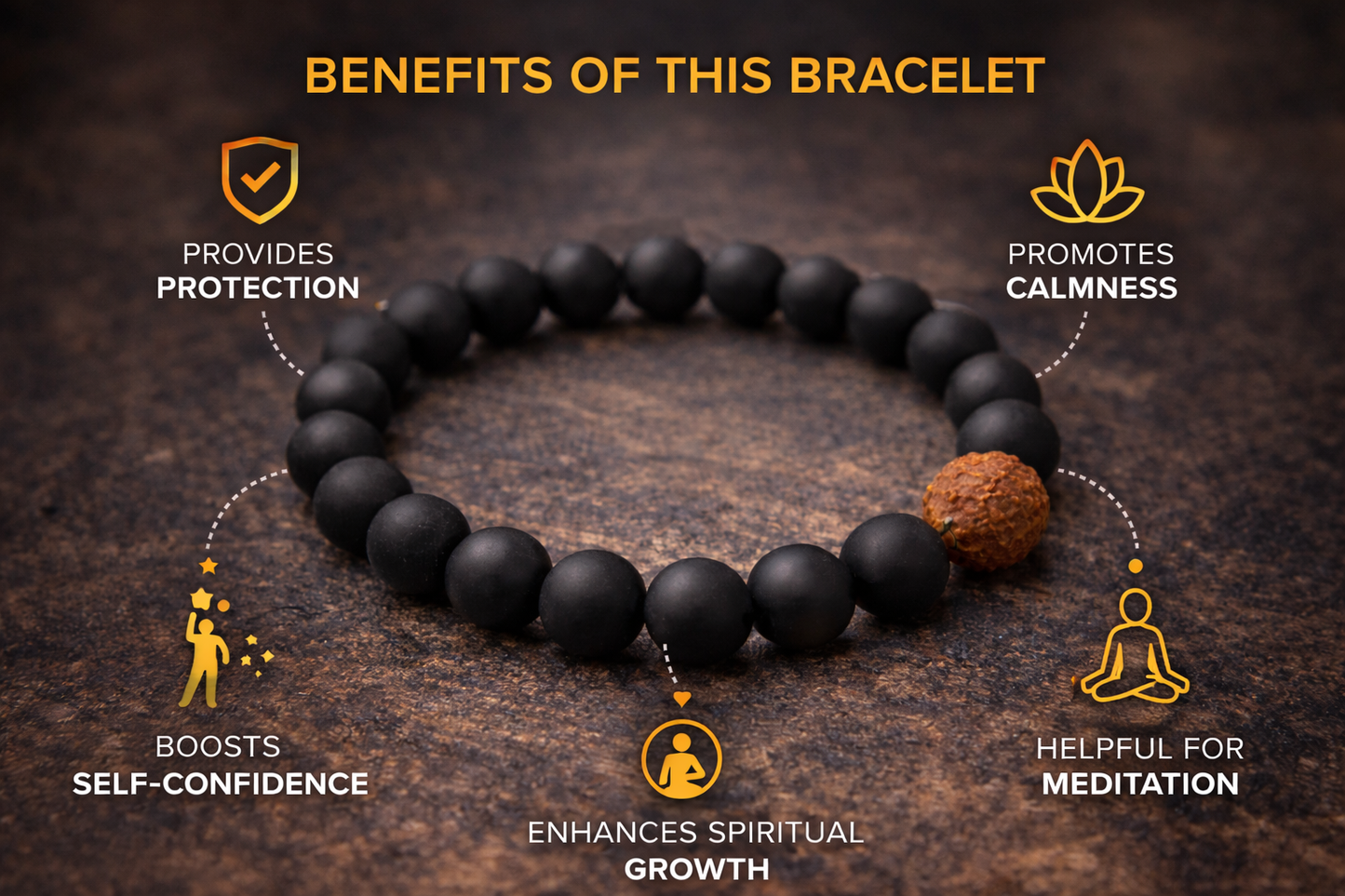 Ebony bracelet with one rudraksh