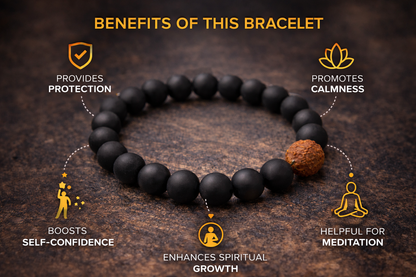 Ebony bracelet with one rudraksh