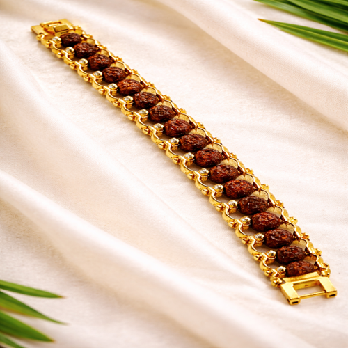 Rudraksha Bracelet Gold Cotted