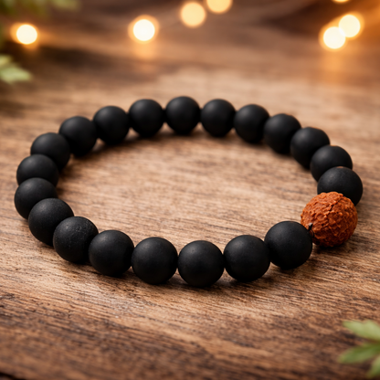 Ebony bracelet with one rudraksh