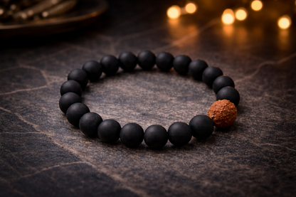 Ebony bracelet with one rudraksh