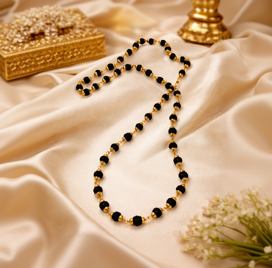 5 Mukhi rudraksha - Gold Cotted Mala