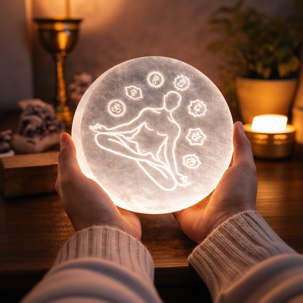 Selenite Meditation Healing Disc