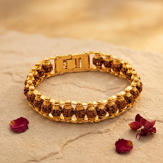 Rudraksha Bracelet Gold Cotted