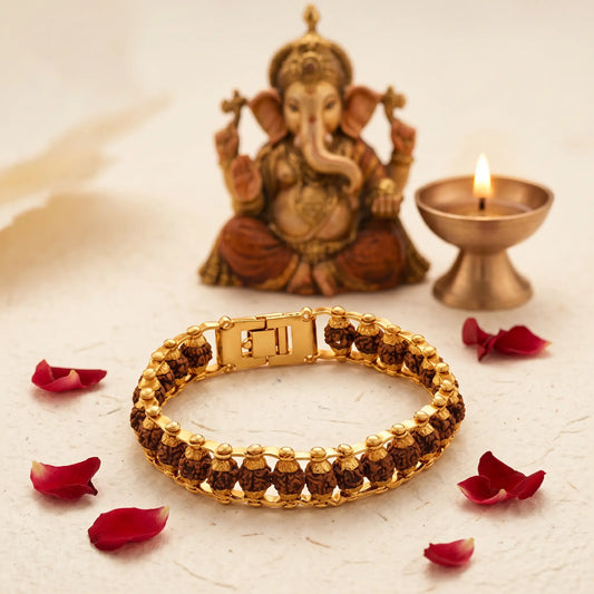 Rudraksha Bracelet Gold Cotted