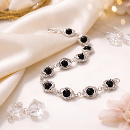 Ebony Bracelet-- Silver Cotted