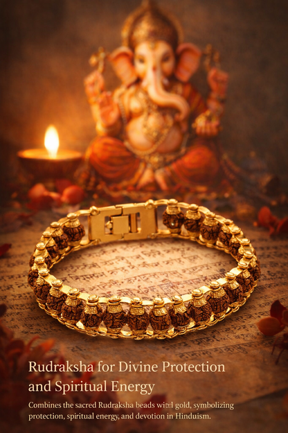Rudraksha Bracelet Gold Cotted