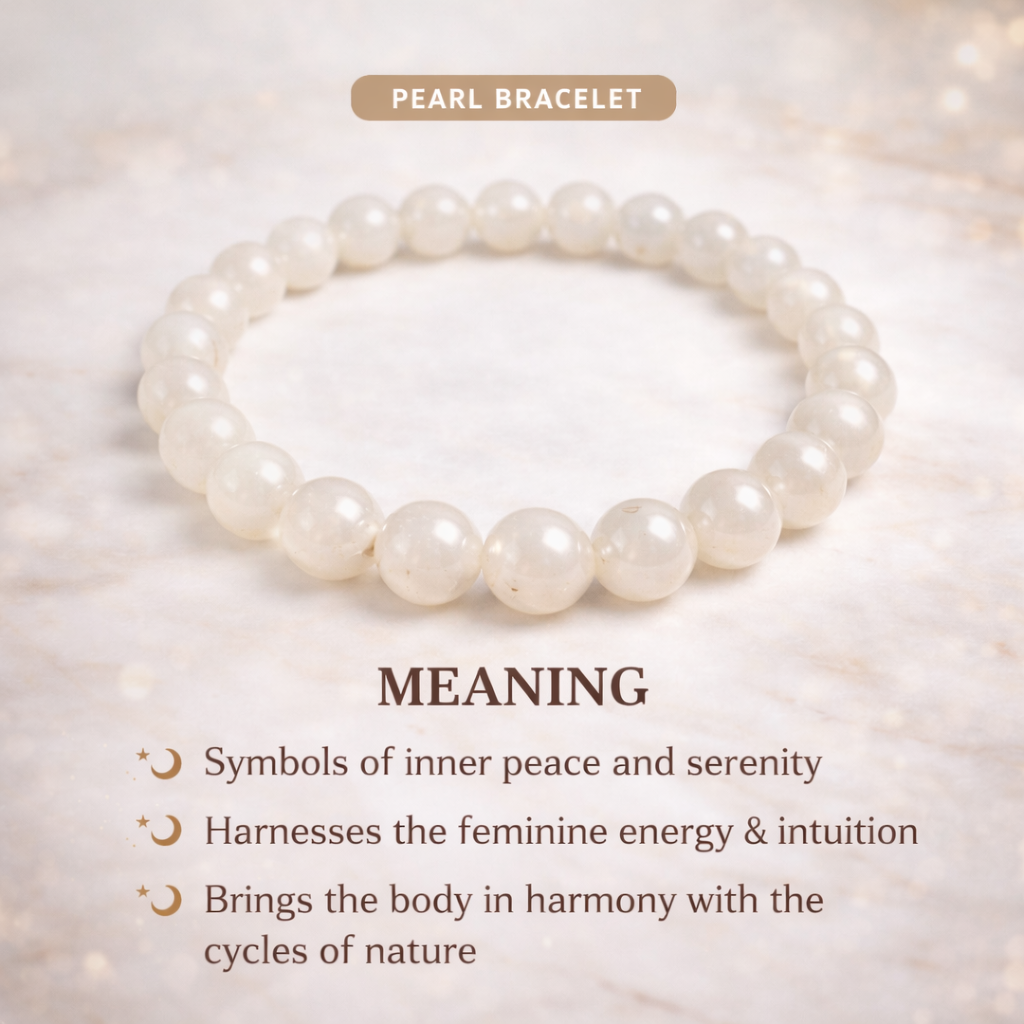 Selenite Bead Pearl Bracelet