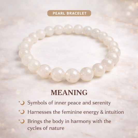 Selenite Bead Pearl Bracelet