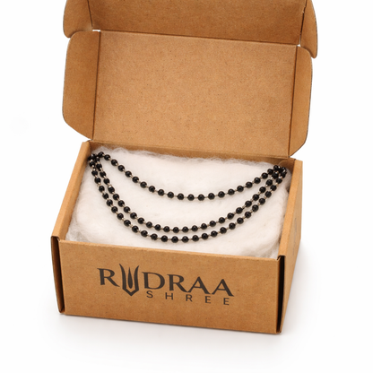 Ebony Mala -- Silver Cotted