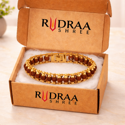 Rudraksha Bracelet Gold Cotted