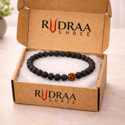 Ebony bracelet with one rudraksh