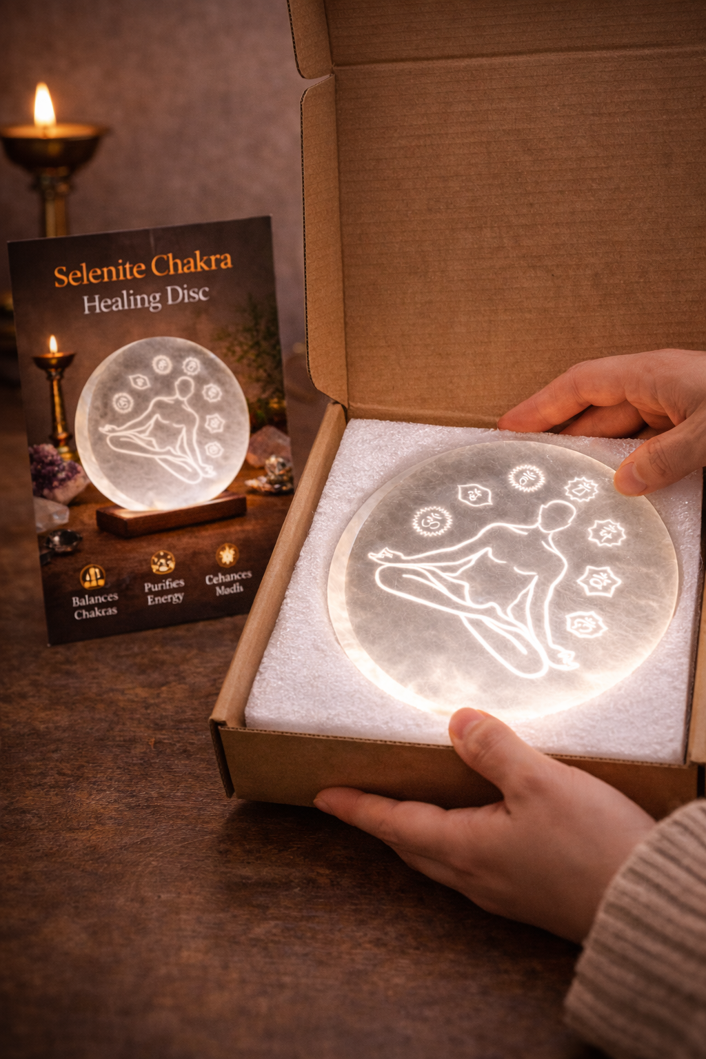 Selenite Meditation Healing Disc