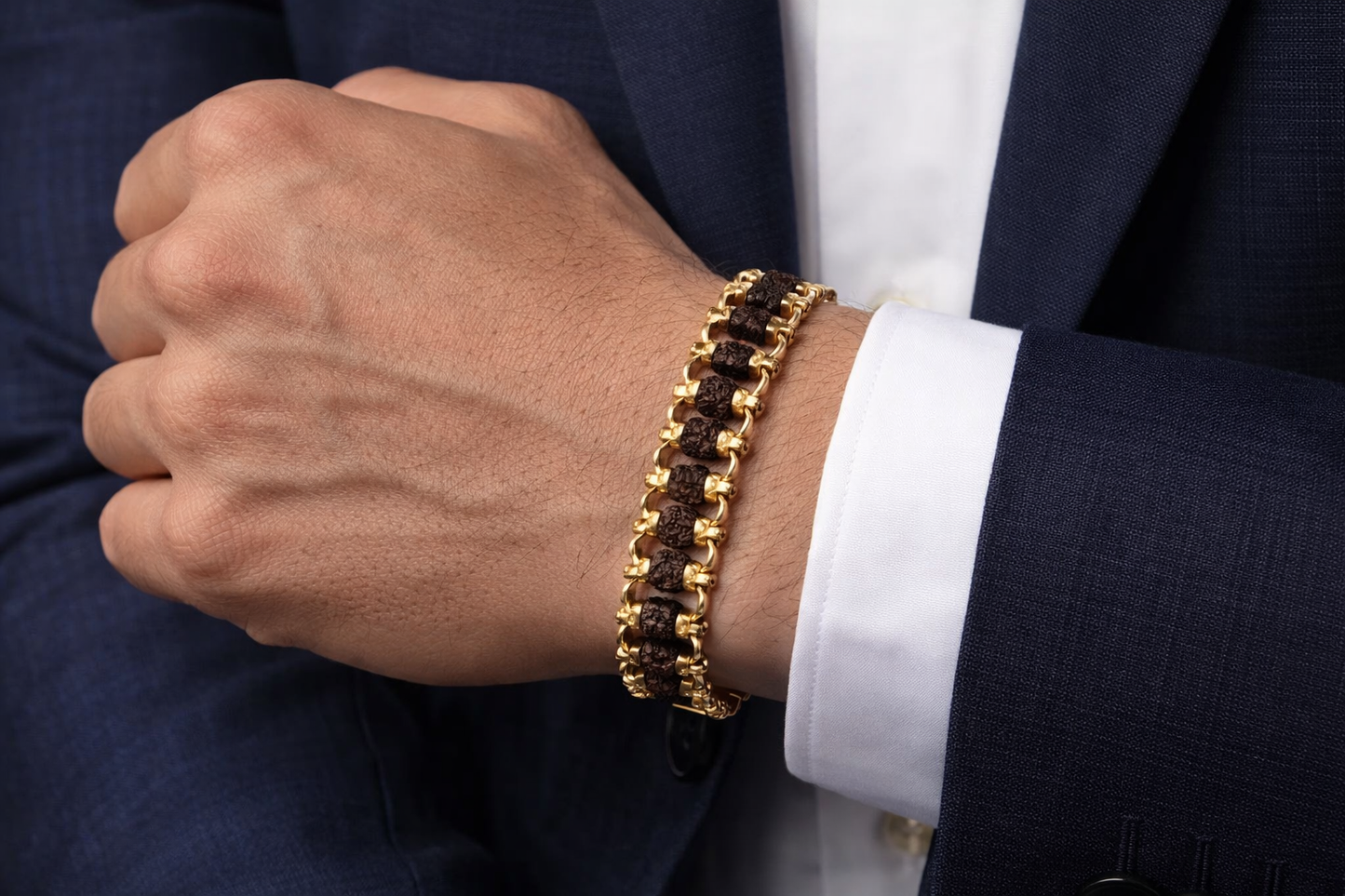 Rudraksha Bracelet Gold Cotted