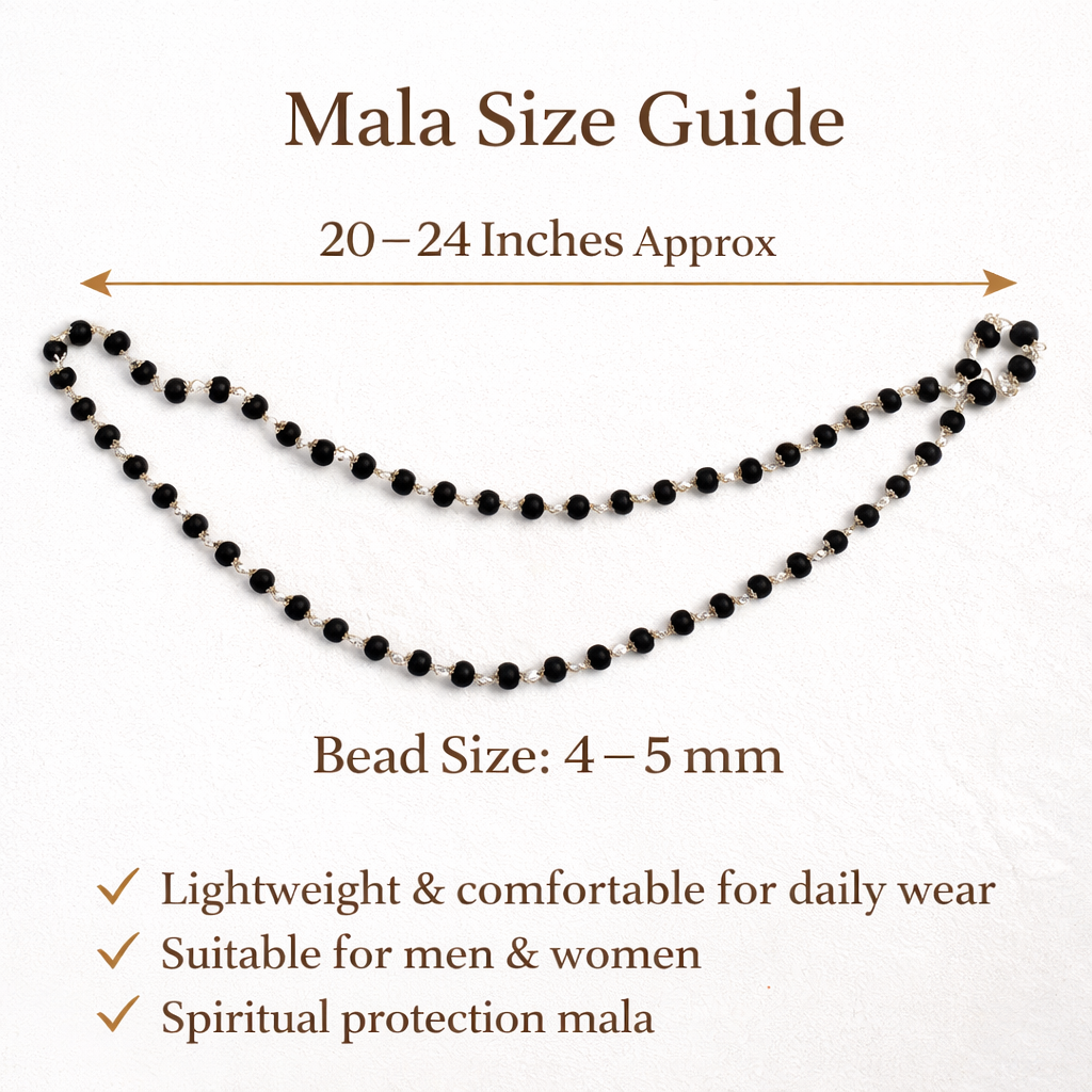 Ebony Mala -- Silver Cotted