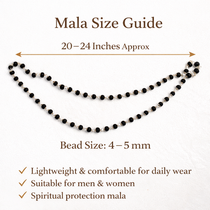Ebony Mala -- Silver Cotted