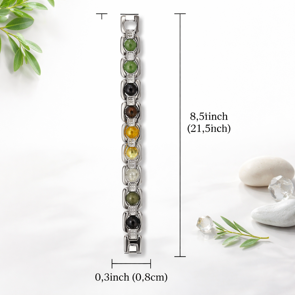 Men 7 chakra Bracelet-- Silver Cotted