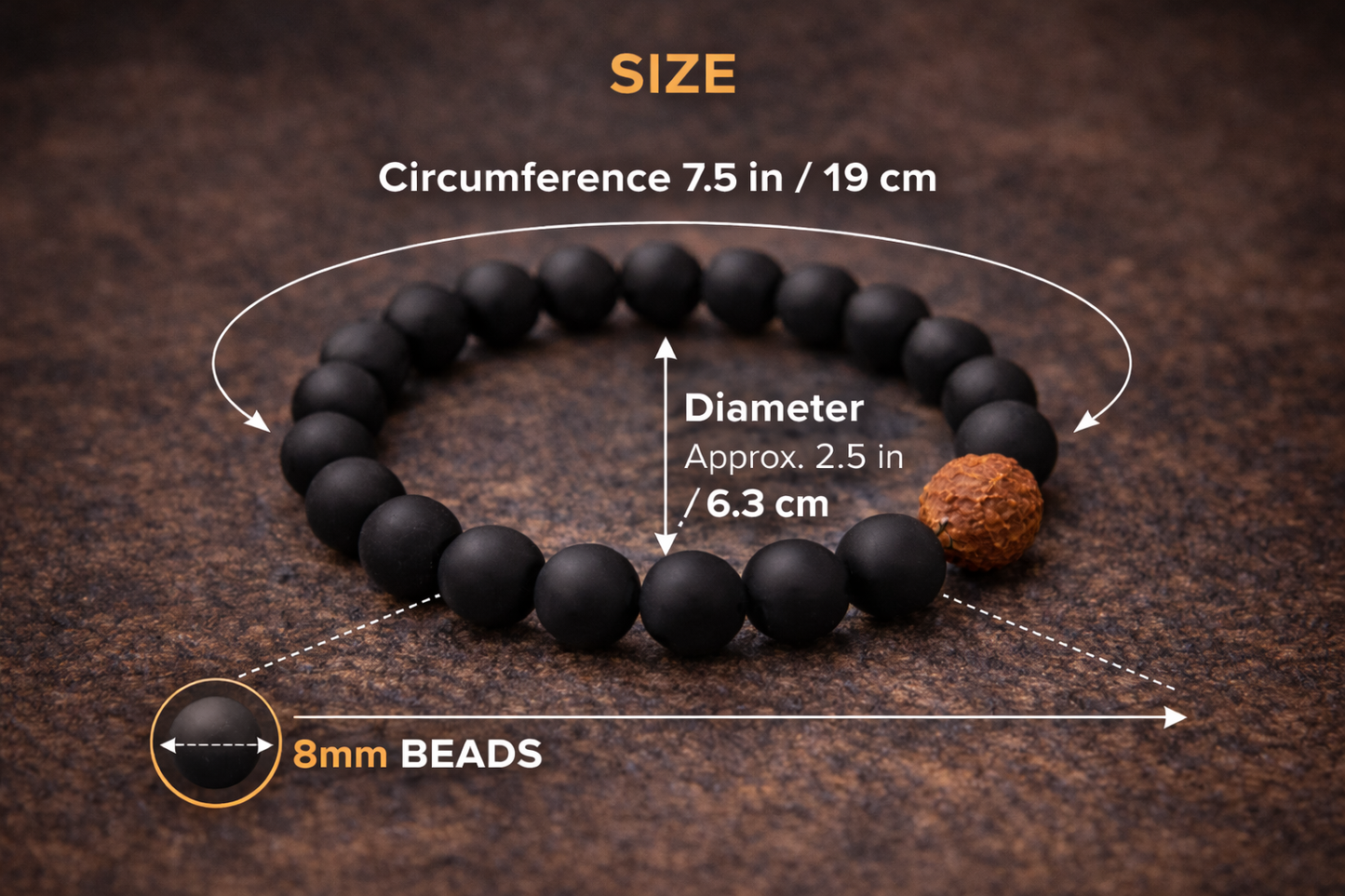 Ebony bracelet with one rudraksh