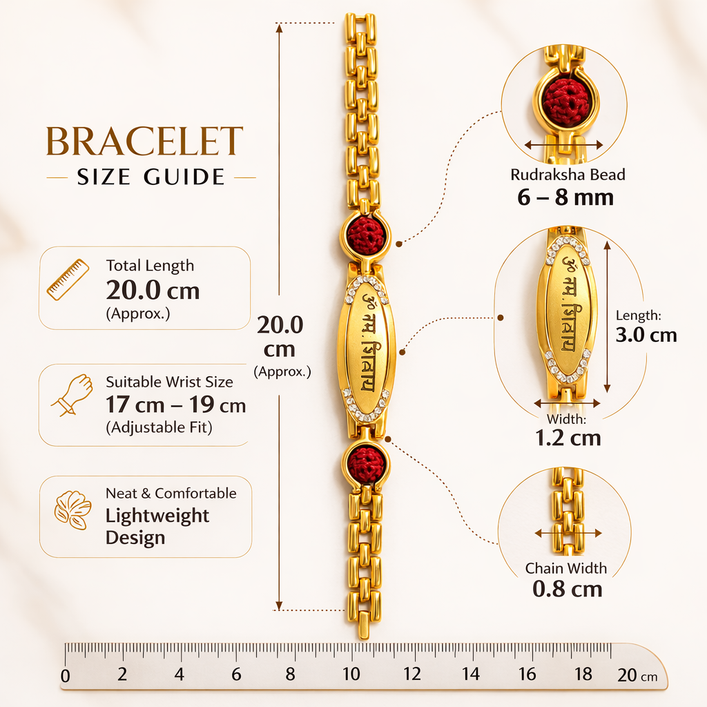 Om- Namah Rudraksha Bracelet (Silver & Gold Cotted)