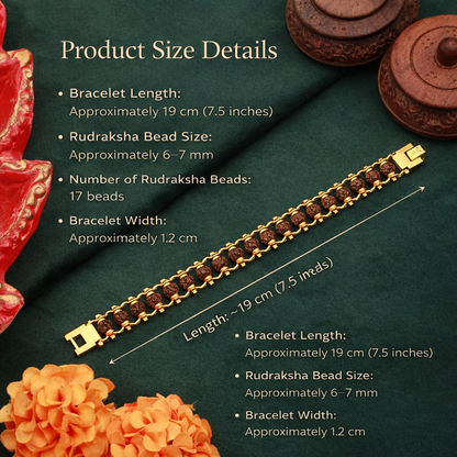 Rudraksha Bracelet Gold Cotted